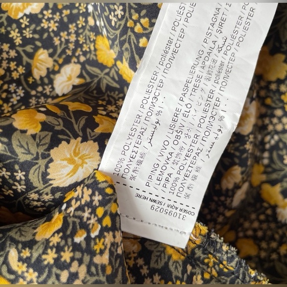 Mango Floral Silky Long Sleeve Dress - Yellow and Black Size Medium NWT - Picture 13 of 14